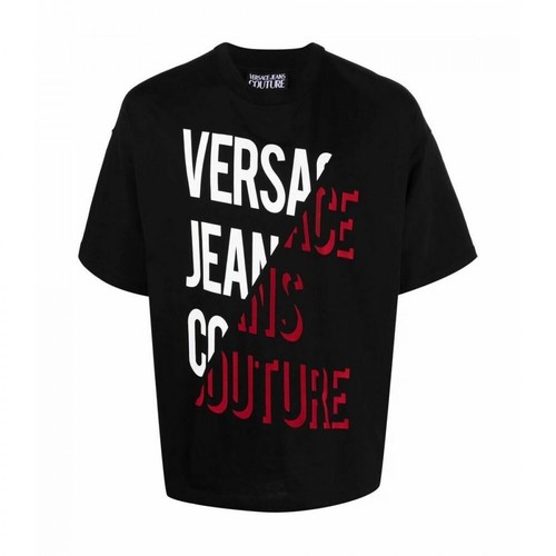 Versace Jeans Couture, 71Gahf03Cj00F899 T-Shirt Czarny, male, 452.00PLN