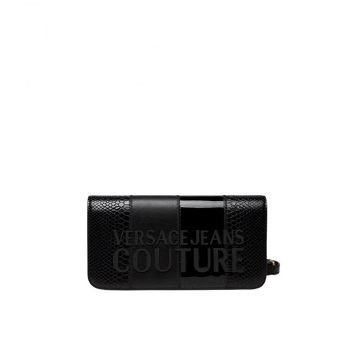 Versace Jeans Couture, Borsa a tracolla semi lucida Czarny, female, 753.00PLN