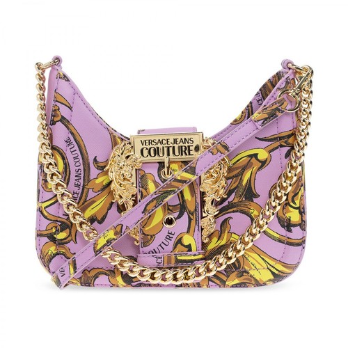 Versace Jeans Couture, Shoulder bag with decorative buckle Fioletowy, female, 820.00PLN