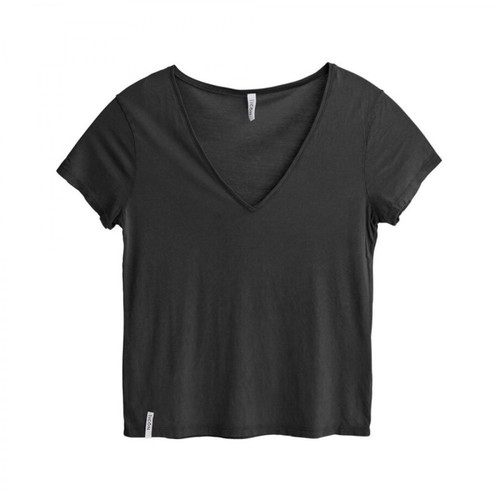 360 Icôn, Simple oversize V-neck T-shirt Czarny, female, 243.39PLN