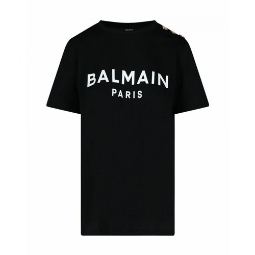 Balmain, Cotton Jersey T-shirt Czarny, female, 1458.90PLN