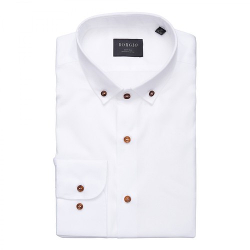 Borgio, koszula fasano długi rękaw slim fit 00248 Biały, male, 189.00PLN