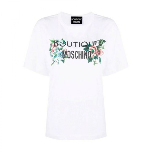 Boutique Moschino, Logo Print T-Shirt Biały, female, 548.00PLN