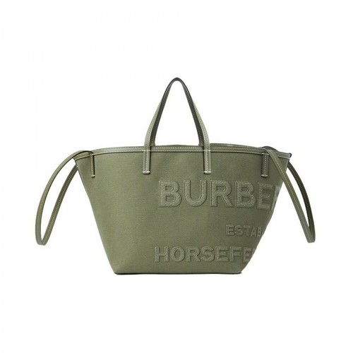 Burberry, Horseferrry Canvas Mini Tote Bag Zielony, female, 4788.00PLN