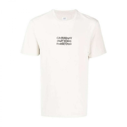 C.p. Company, 24/1 Jersey Craftworks Back Print T-Shirt Biały, male, 390.00PLN