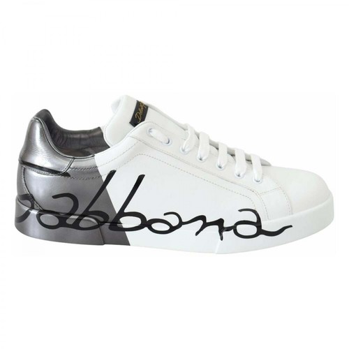 Dolce & Gabbana, Leather Logo Sneakers Biały, male, 2848.40PLN