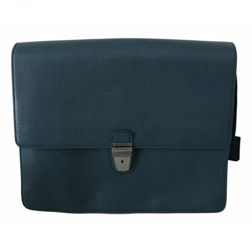 Dolce & Gabbana, Mens Laptop Crossbody Messenger Leather Bag Niebieski, male, 6133.51PLN