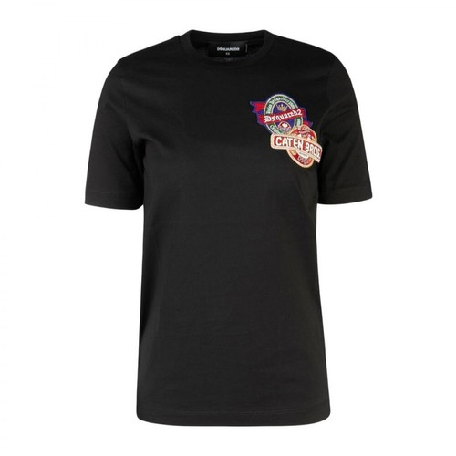 Dsquared2, Beer Patches T-Shirt Czarny, female, 1437.00PLN