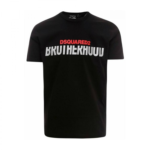 Dsquared2, Brotherhood Caten T-shirt Czarny, male, 703.00PLN