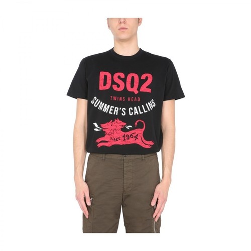 Dsquared2, Graphic-Print T-Shirt Czarny, male, 671.00PLN