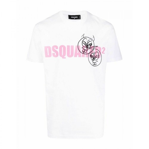 Dsquared2, Logo Printed T-shirt Biały, male, 867.00PLN