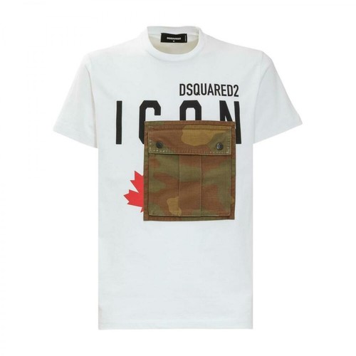 Dsquared2, T-shirt with Pocket Biały, male, 1005.00PLN
