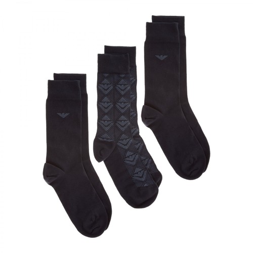 Emporio Armani, socks tripack Niebieski, male, 93.00PLN