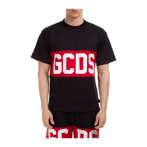 Gcds, short sleeve t-shirt crew neckline jumper band logo Czarny, male, 899.00PLN