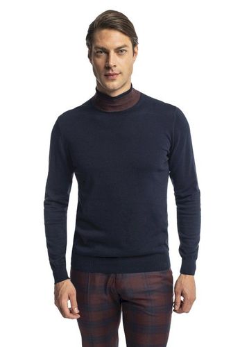 Granatowy bawełniany sweter typu golf Recman Wilton 259.00PLN