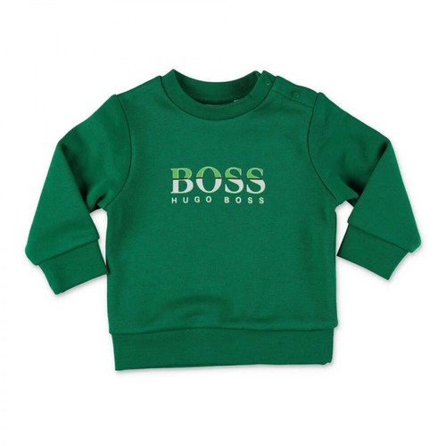 Hugo Boss, Green cotton sweatshirt Zielony, male, 347.00PLN