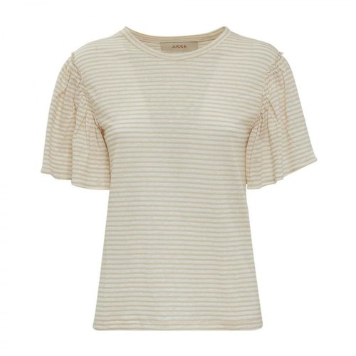 Jucca, T-shirt with Striped Print Beżowy, female, 410.00PLN