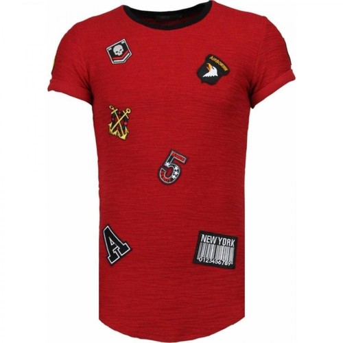 Justing, Military Patches T-Shirt Czerwony, male, 363.07PLN
