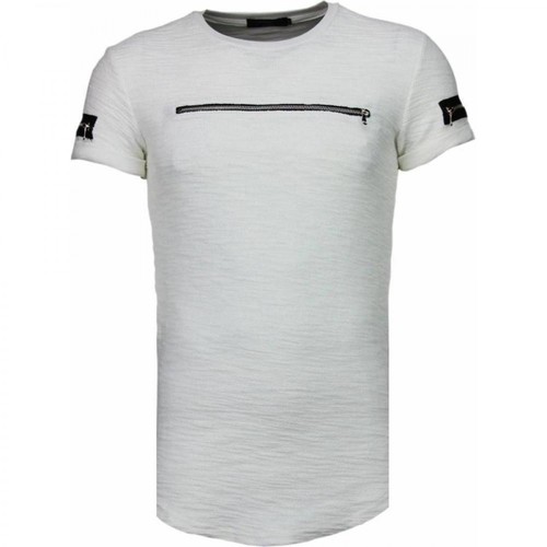 Justing, Zipped Chest T-Shirt Biały, male, 363.07PLN