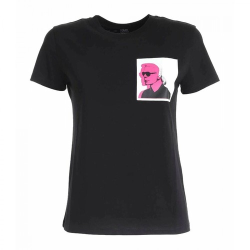 Karl Lagerfeld, Double Print T-shirt Czarny, female, 447.00PLN