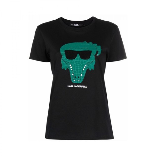 Karl Lagerfeld, Ikonik crocodile print T-shirt Czarny, female, 406.00PLN