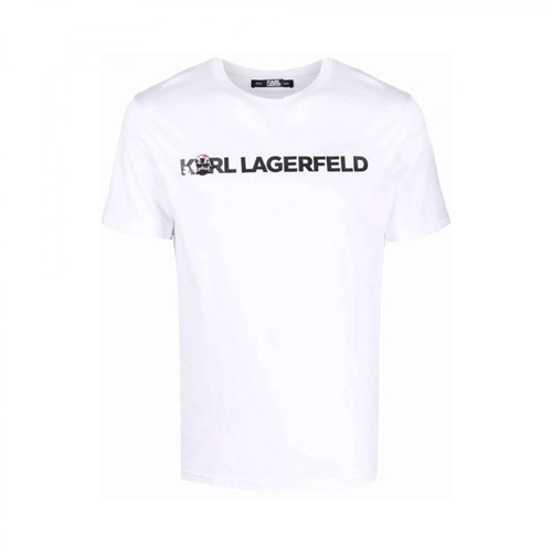 Karl Lagerfeld, Ikonik embroidered logo T-shirt Biały, female, 406.00PLN