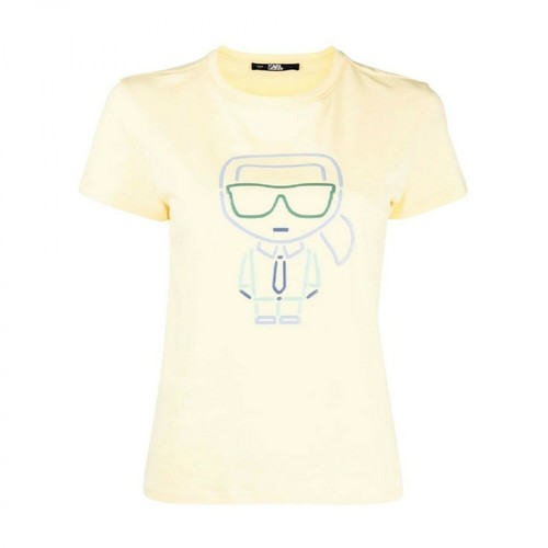 Karl Lagerfeld, karl-ikonik-outline-cotton-t-shirt Beżowy, female, 510.00PLN