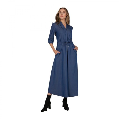 Lanti, Długa sukienka z rękawem 3/4 Niebieski, female, 267.00PLN