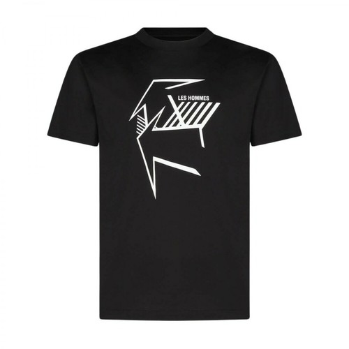 Les Hommes, Round Neck T-Shirt With Arrows Print Czarny, male, 510.64PLN