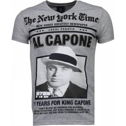 Local Fanatic, Al Capone - Rhinestone T-shirt Szary, male, 317.68PLN