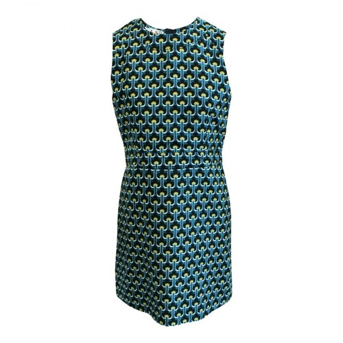 Marni Pre-owned, Kopertowa sukienka z nadrukiem - stan używany w doskonałym stanie Niebieski, female, 1160.61PLN