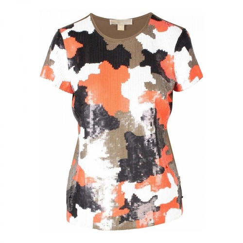 Michael Kors Pre-owned, Camouflage Sequined T-Shirt Biały, female, 1184.17PLN