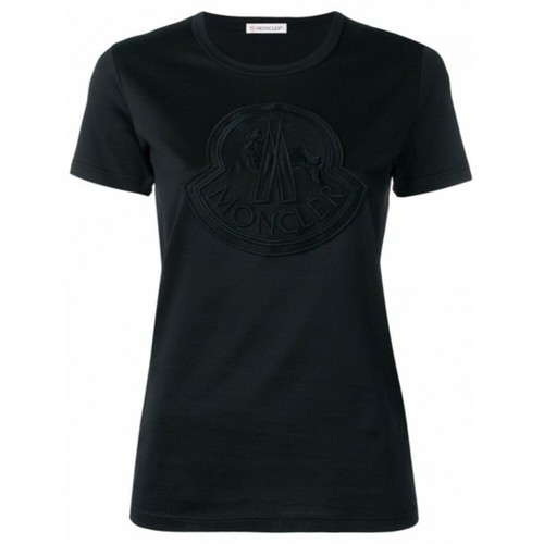 Moncler, T-Shirt In Cotton With Oversized Logo Czarny, female, 1049.00PLN
