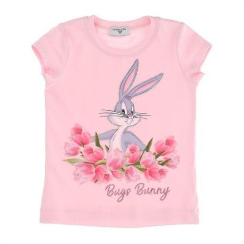 Monnalisa, T-Shirt Bunny Fiori Różowy, female, 377.00PLN