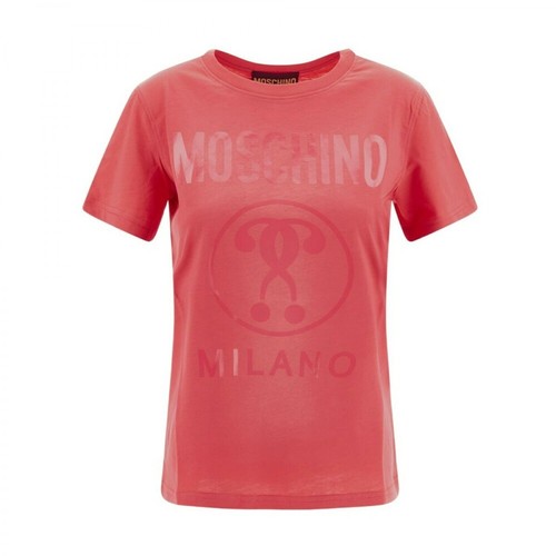 Moschino, T-shirt with tonal logo Różowy, female, 593.00PLN