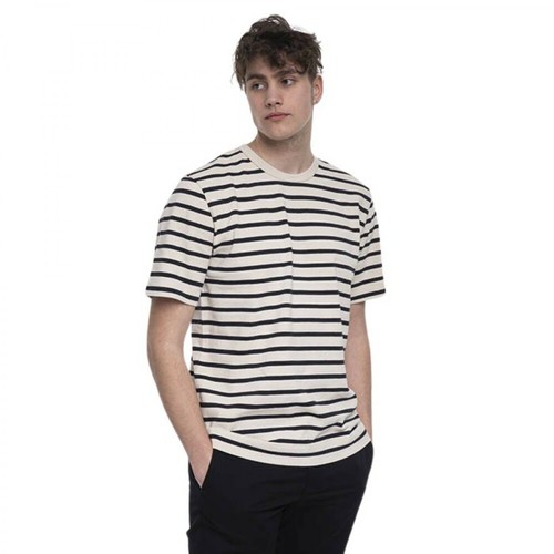 Norse Projects, Koszulka Holger SS Compact Cotton Bold Stripe N01-0535 0957 XS Beżowy, male, 481.85PLN
