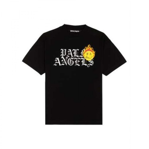 Palm Angels, Burning Head Logo Print T-shirt Czarny, male, 1030.00PLN