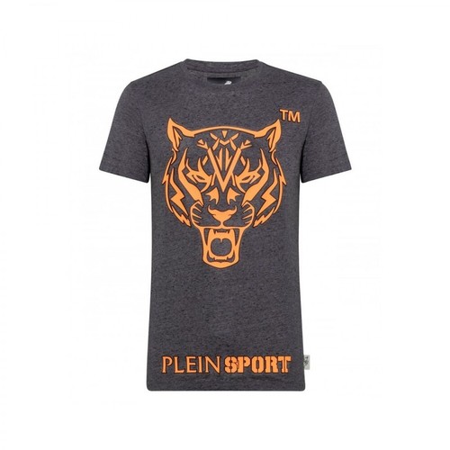 Plein Sport, T-shirt Round Neck Szary, male, 1026.00PLN