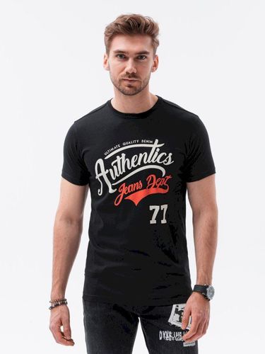 T-shirt męski z nadrukiem S1434 V-22C - czarny 29.00PLN