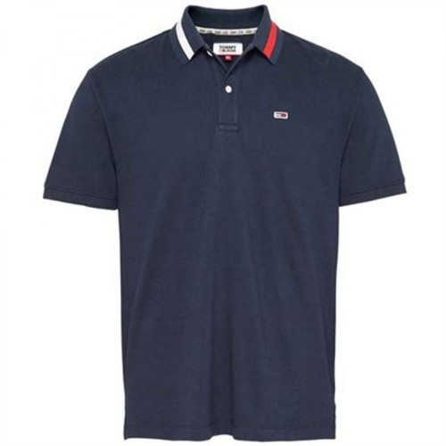 Tommy Jeans, Flag Neck Polo T-shirt Niebieski, male, 297.00PLN