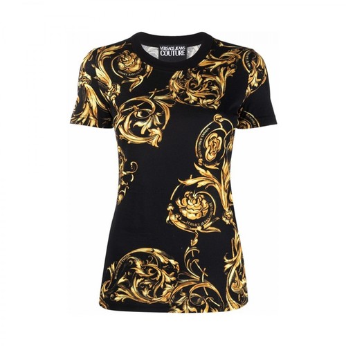 Versace Jeans Couture, Regalia Baroque print T-shirt Czarny, female, 730.00PLN