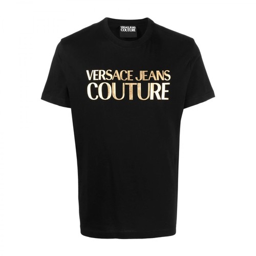 Versace Jeans Couture, S Logo Thich Foil T-Shirt Czarny, male, 501.00PLN