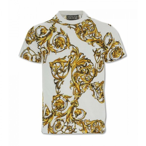 Versace Jeans Couture, Slim Print Garland T-Shirt Biały, male, 903.00PLN
