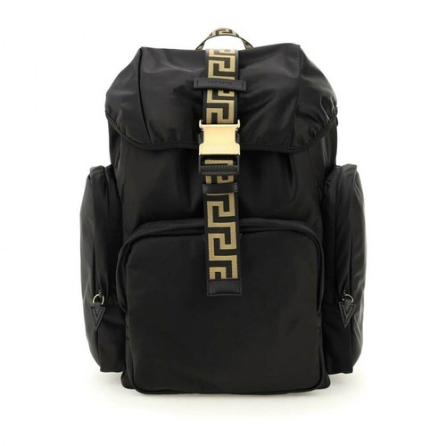 Versace, nylon greca backpack Czarny, male, 5700.00PLN