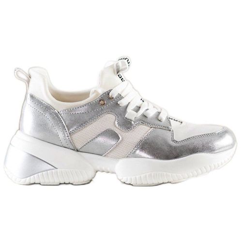Weide Biało-srebrne Sneakersy białe srebrny 156.94PLN