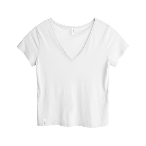 360 Icôn, Simple oversize V-neck T-shirt Biały, female, 243.39PLN