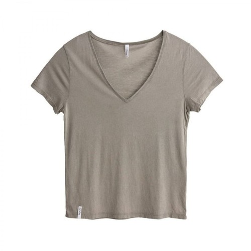 360 Icôn, Simple oversize V-neck T-shirt Szary, female, 243.39PLN