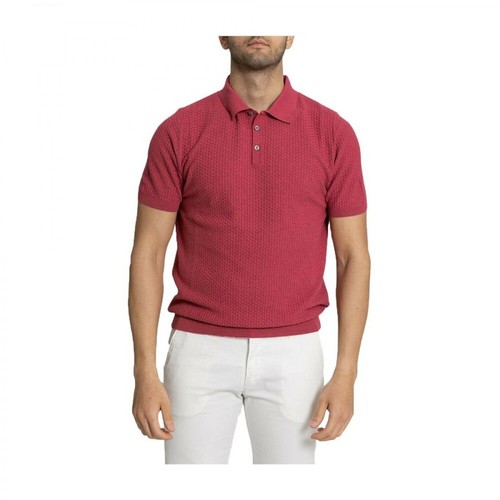 +39 Masq, Buttoned Neck Relaxed Fit T-Shirt Różowy, male, 730.00PLN