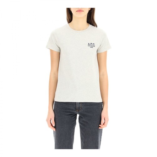 A.p.c., Denise t-shirt with logo embroidery Szary, female, 411.00PLN