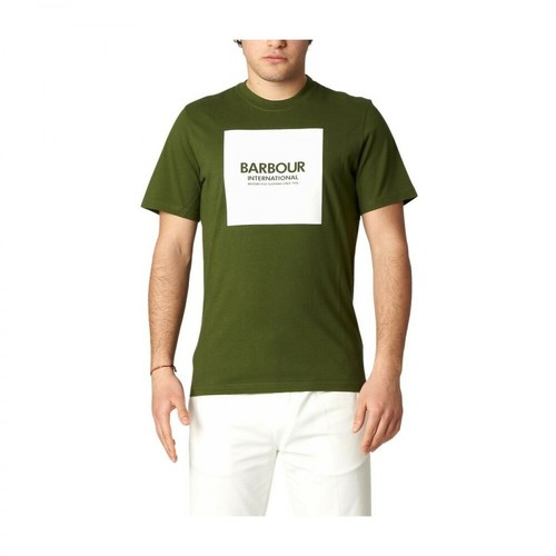 Barbour, T-shirt con stampa Zielony, male, 233.00PLN